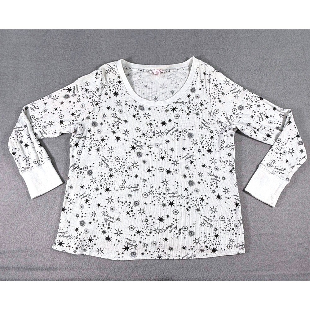 Victoria's Secret Star Print Thermal Long Sleeve Pajama Top XL‎ Celestial Lounge